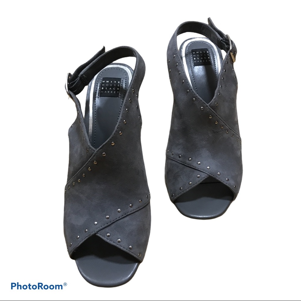 Gray White House Black Market sling back heels